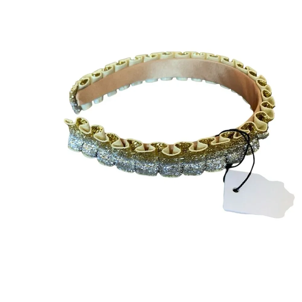 Eugenia Kim Rafaela Headband Holiday XMAS Metallic Velvet Gold Silver Ombre NWT